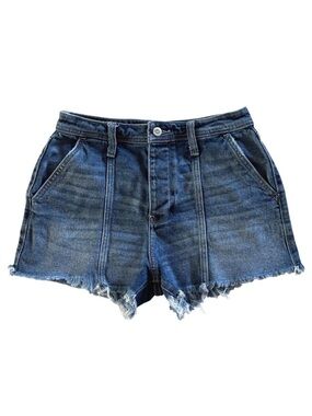 Hollister Women Ultra High-Rise Mom Shorts 3" Medium Wash Button Fly Denim 5 W27